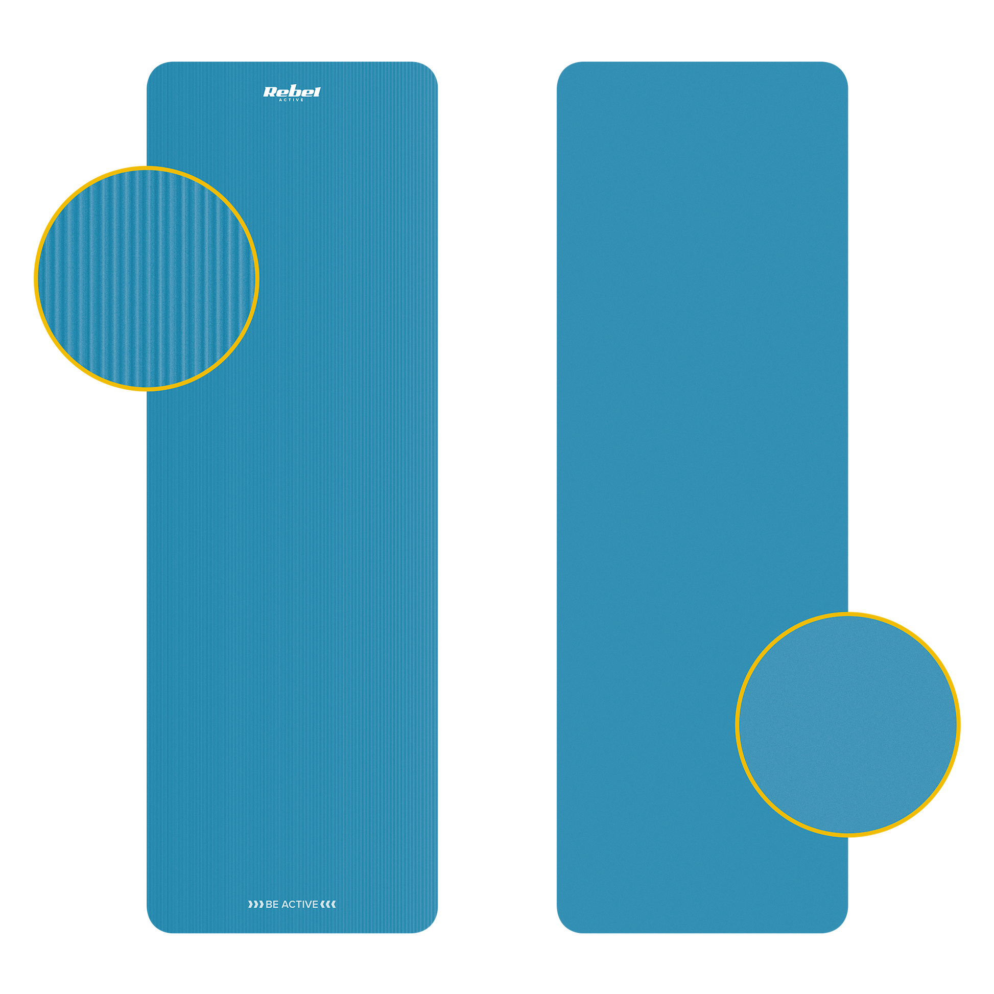 Rebel Exercise mat for yoga, Pilates, and fitness, 183x61 cm, 1 cm thick, NBR material, blue, REBEL ACTIVE – image 3
