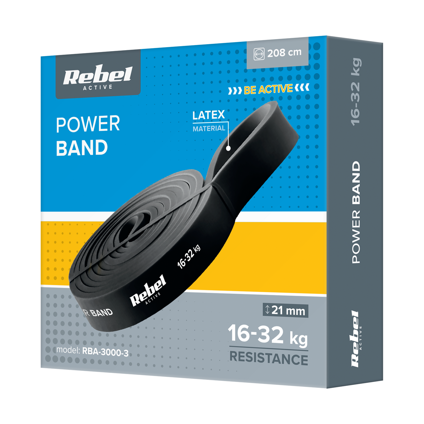 Rebel Latex Exercise Band - Power Band PL-3, Black, 16-32 kg REBEL ACTIVE – image 3