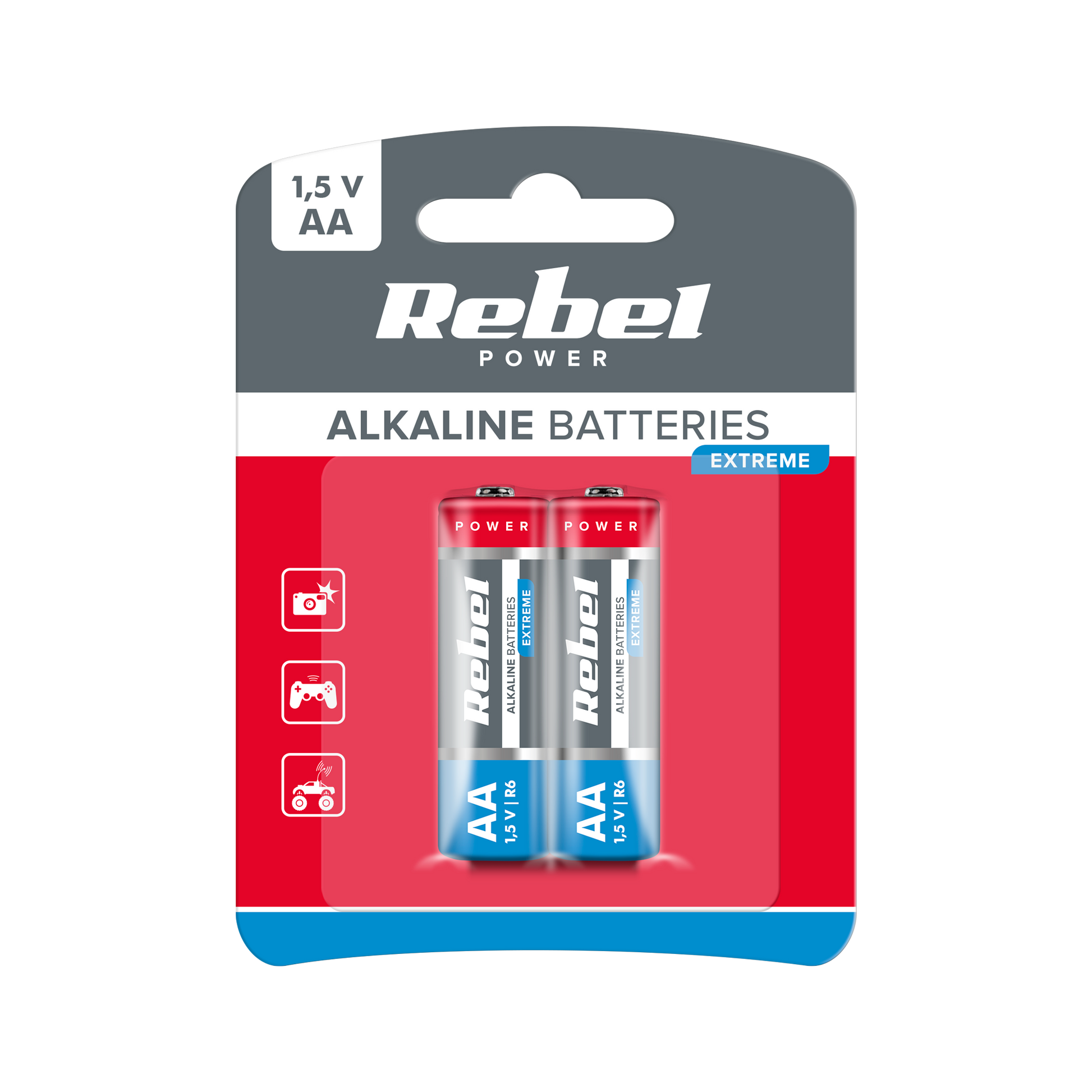 Rebel Alkaline, coin-cell – REBEL EXTREME LR06 Alkaline Batteries, 2 per pack