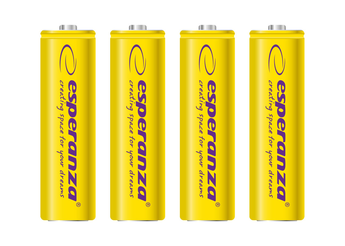 Esperanza EZA104Y Esperanza Ni-MH AA Rechargeable Batteries, 2000 mAh, 4-Pack, Yellow