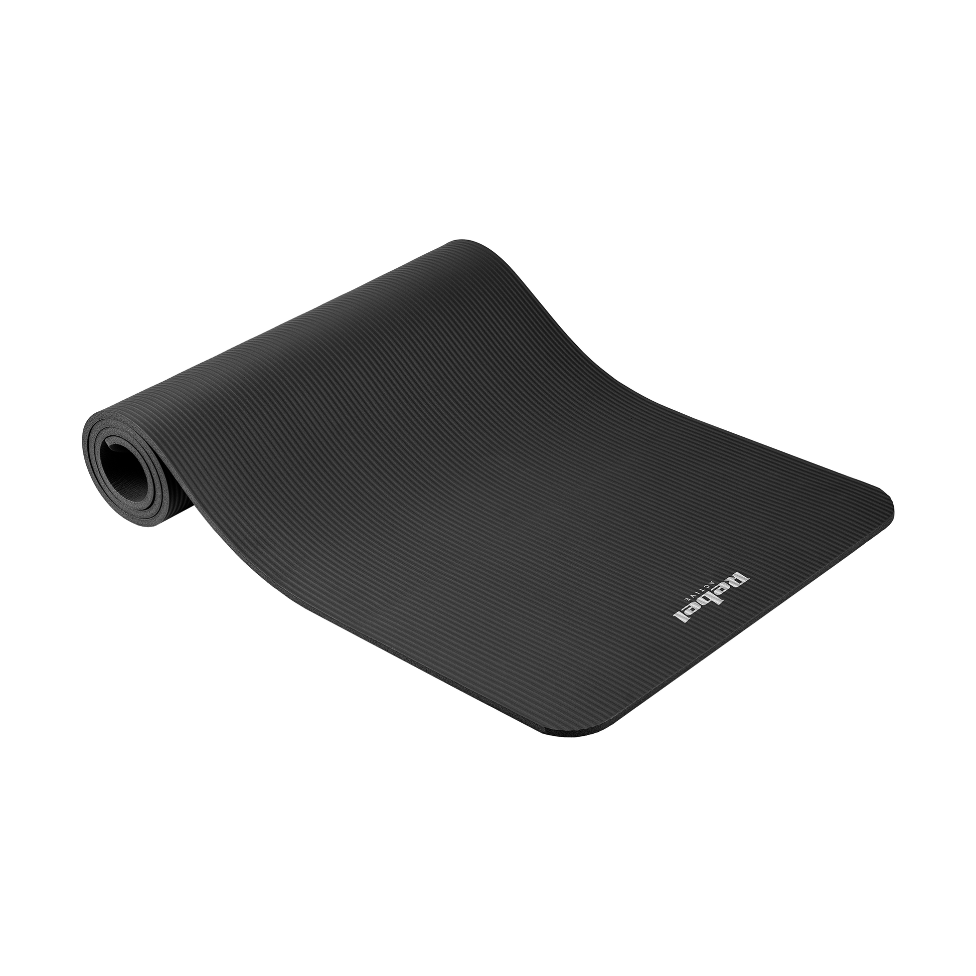 Rebel Exercise mat for yoga, Pilates, and fitness, 183 x 61 cm, 1 cm thick, NBR material, black, REBEL ACTIVE
