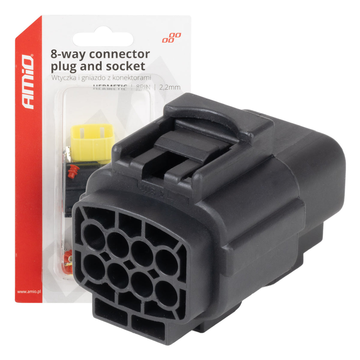 AMiO Connectors – Waterproof Electrical Connector, 8-Pin Set, 2.2 mm, amio-04350