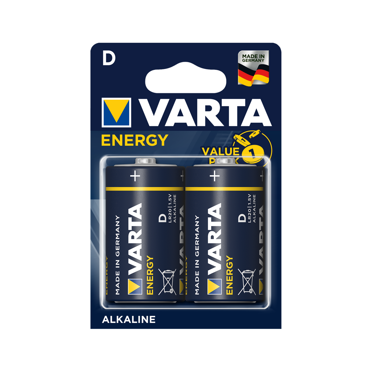 Varta Alkaline, coin-cell, and zinc-carbon – VARTA LR20 ENERGY Alkaline Batteries, 2-pack