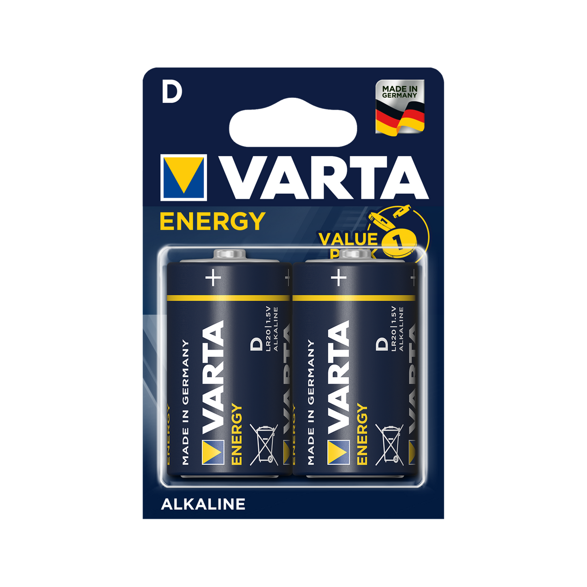 Varta Alkaline, coin-cell, and zinc-carbon – VARTA LR20 ENERGY Alkaline Batteries, 2-pack