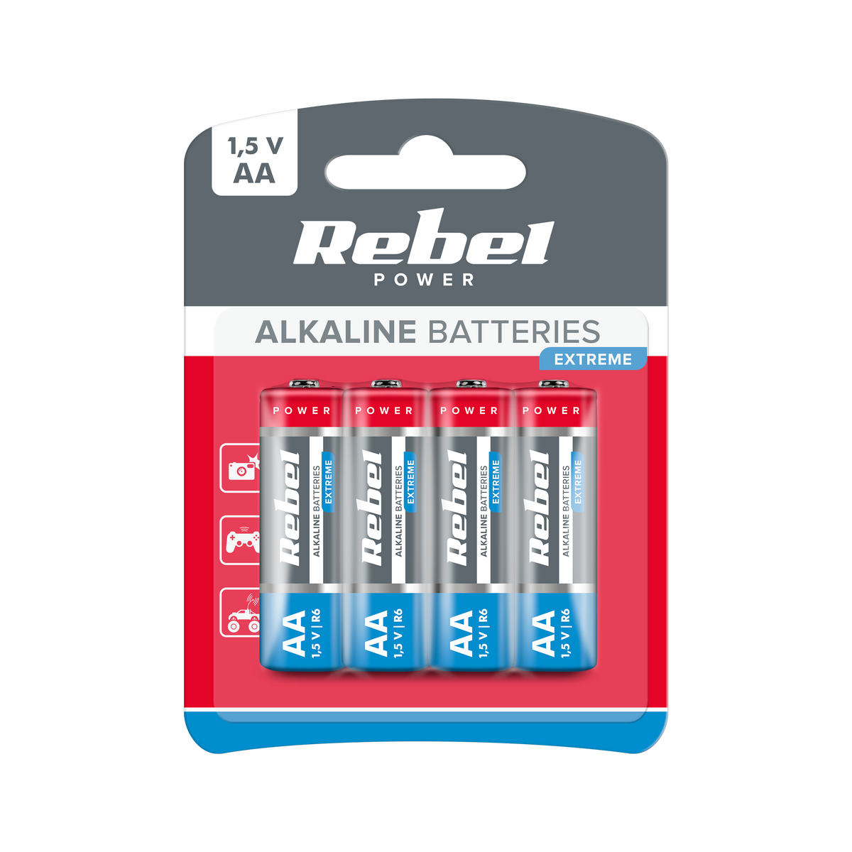 Rebel Alkaline, coin-cell – REBEL EXTREME LR06 Alkaline Batteries, 4 per pack