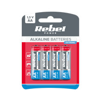 Rebel Alkaline, coin-cell – REBEL EXTREME LR06 Alkaline Batteries, 4 per pack