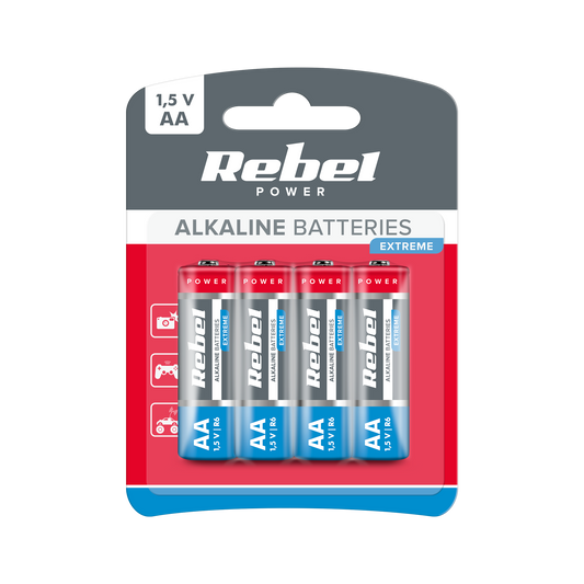 Rebel Alkaline, coin-cell – REBEL EXTREME LR06 Alkaline Batteries, 4 per pack