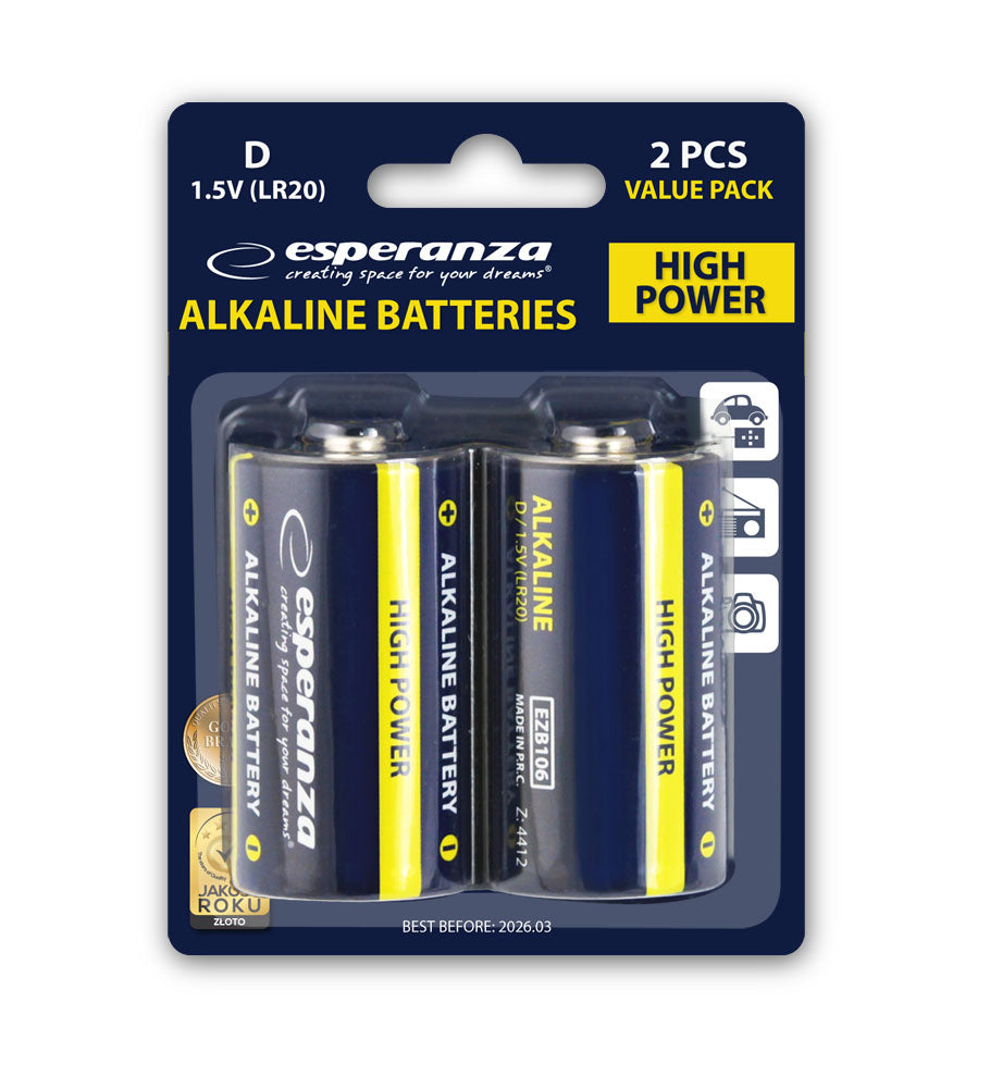 Esperanza Alkaline, coin-cell – EZB106 Esperanza LR20 Alkaline Batteries, 2-Pack, Blister Pack – image 7