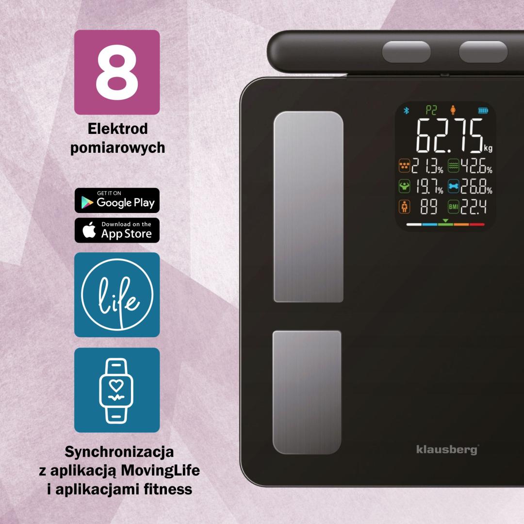 Klausberg Bathroom scale with handle, electronic, precise body composition analysis, black, Klausberg, KB-7856 – image 7
