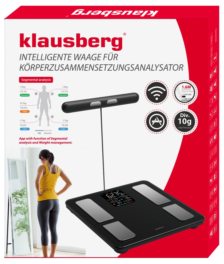 Klausberg Bathroom scale with handle, electronic, precise body composition analysis, white, Klausberg, KB-7857 – image 3
