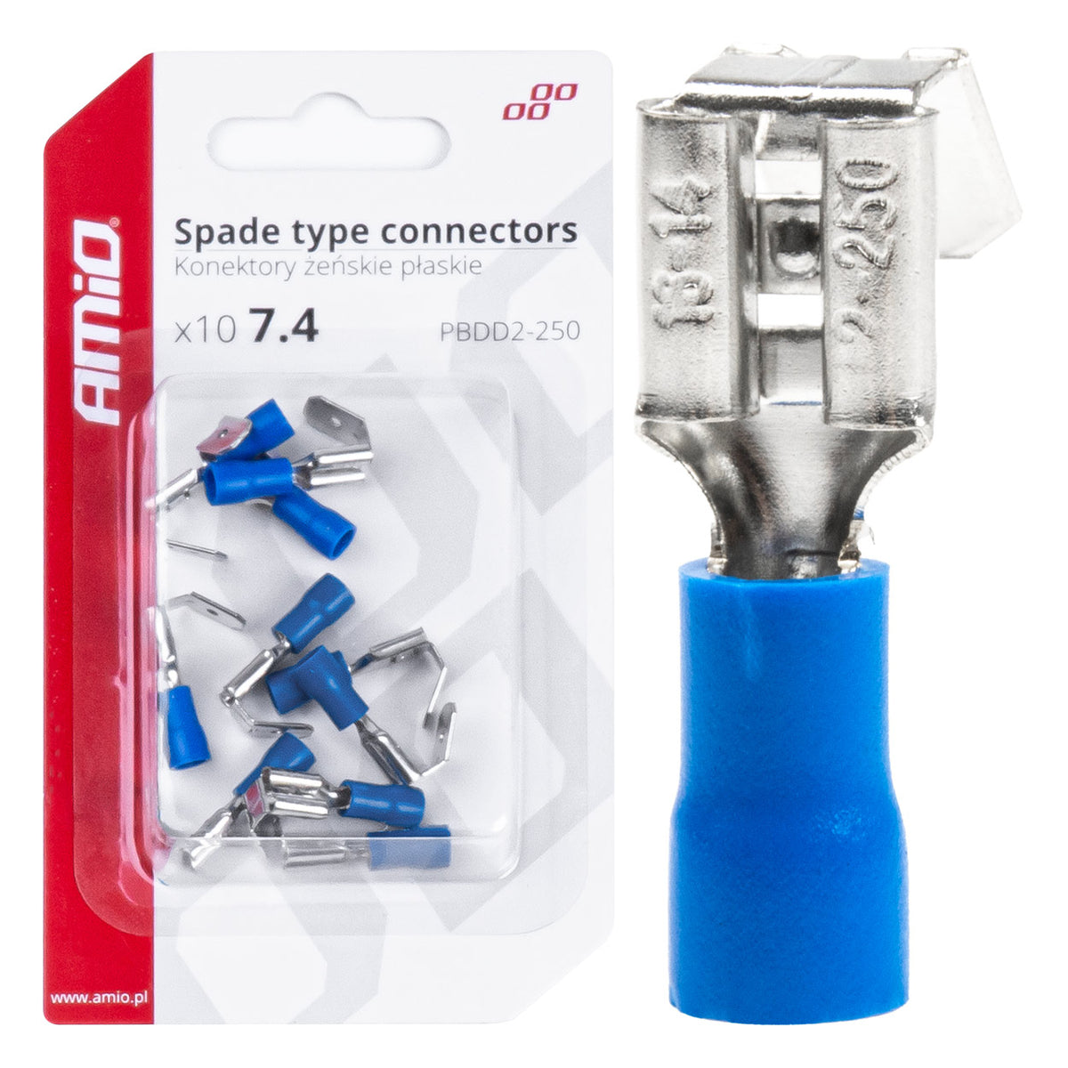 AMiO Flat Female Splitter Connectors 7.4 1.5–2.5 mm² 15 A, 10 pcs. amio-03069