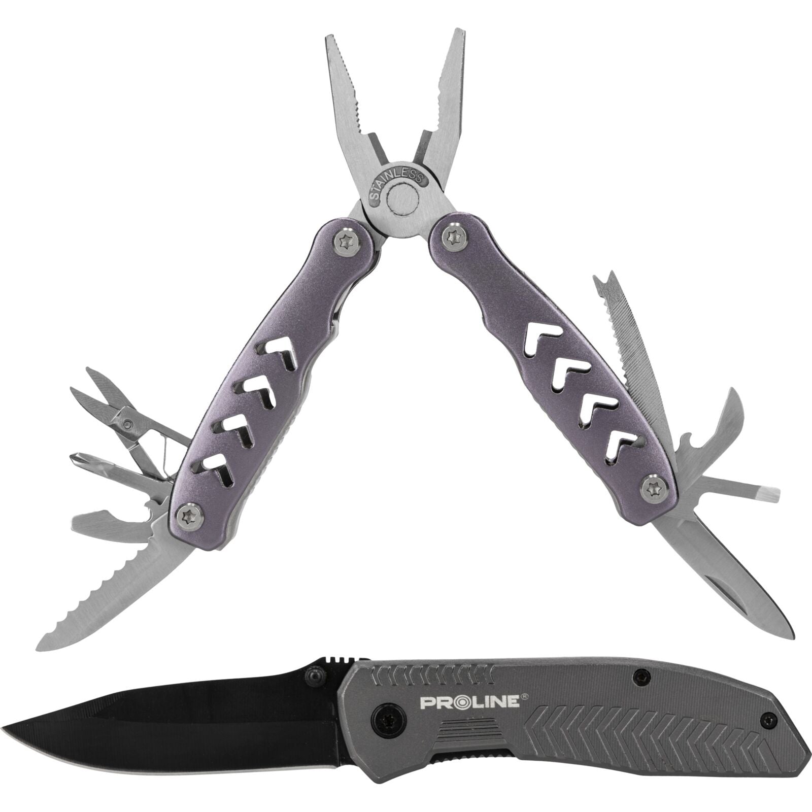 Proline Multi-tools and key – Set: multi-tool and folding knife, proline case