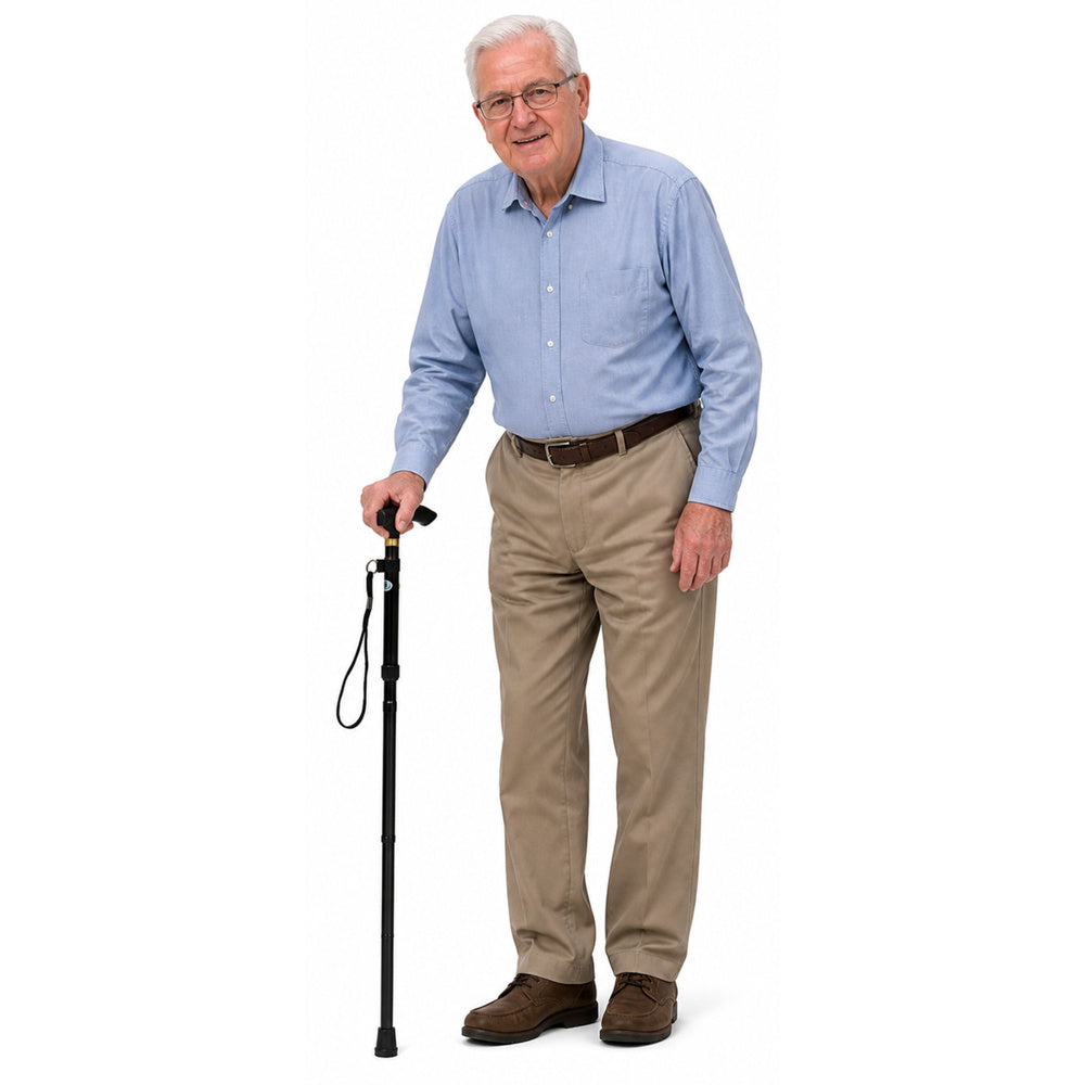 LEAN Folding, Adjustable, Aluminum Telescopic Walking Cane for Seniors, Black, 85–95 cm – image 3