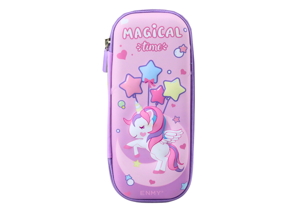 LEAN TOYS Pencil cases – 3D Unicorn Fold-Out Pencil Case, Purple, 23x10x5 cm – image 2