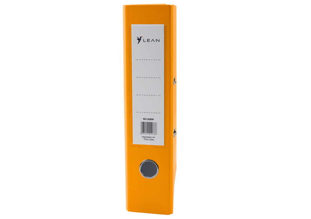 LEAN Binders, folders, covers – A4/75mm Document Binder with Lever-Action Mechanism, Yellow