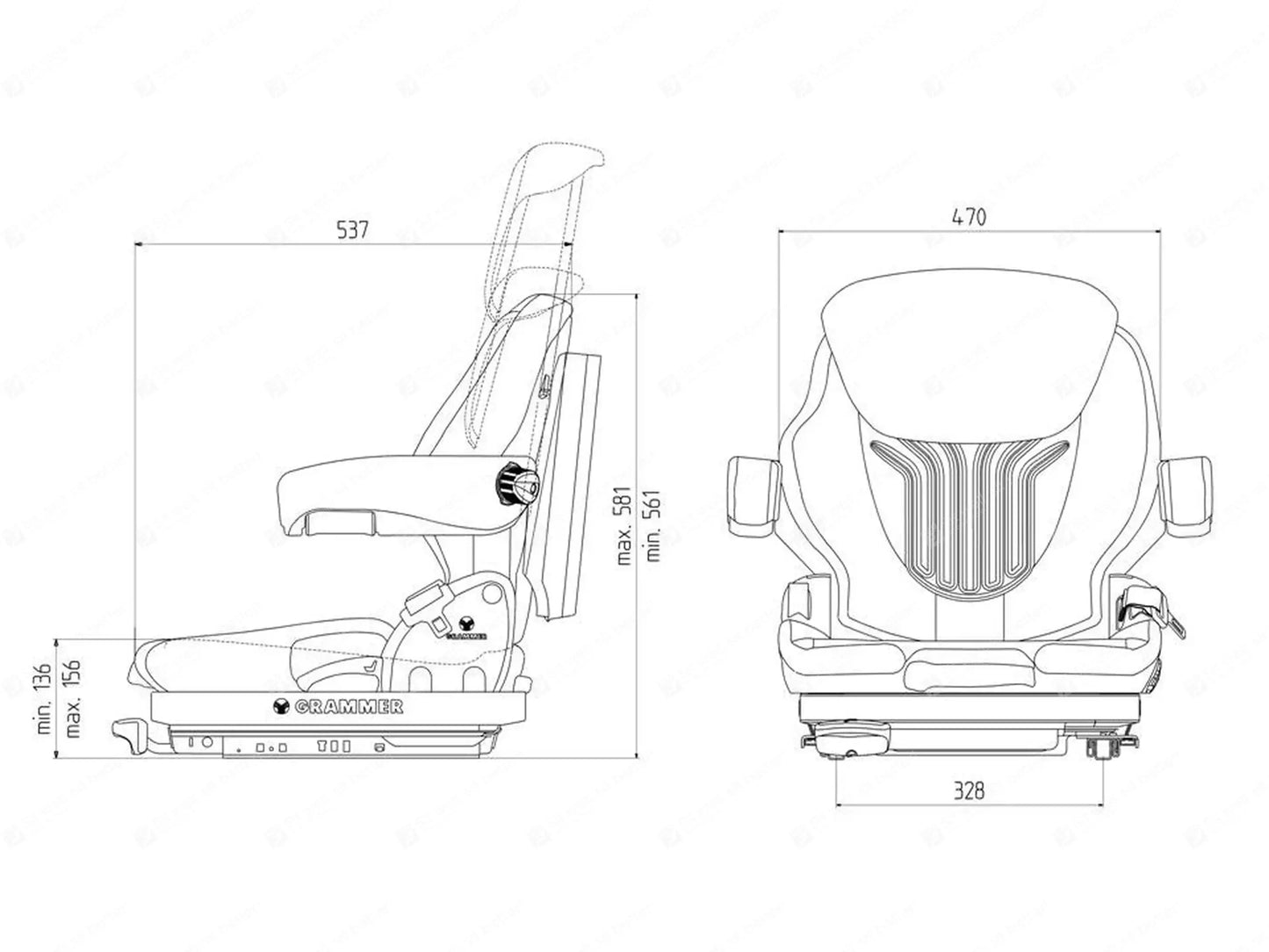 Grammer MSG65/521 forklift suspension seat PVC - Grammer Mechanical suspended seat (image 2)
