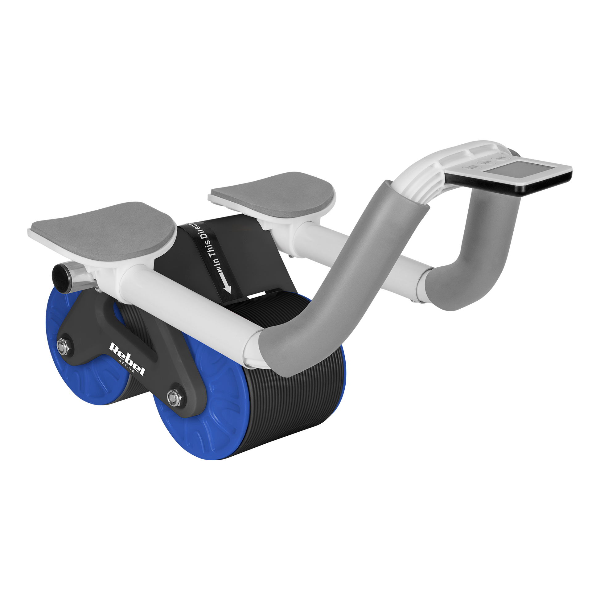Rebel Abdominal exercise tool with timer, AB Roller Wheel AB-3, black and blue, REBEL ACTIVE