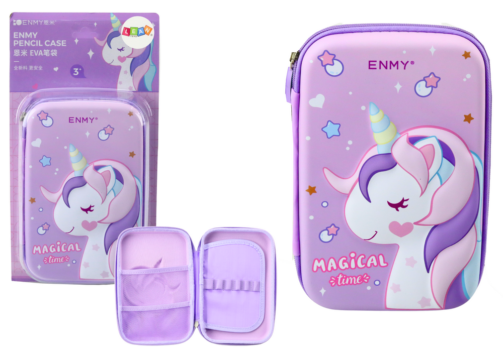 LEAN Pencil – Large Unicorn 3D Fold-Out Pencil Case, Purple, 23x15x5 cm