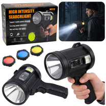 Solar-Powered LED Flashlight with 6 Modes, Power Bank, and Replaceable Filters, 19 cm LEAN