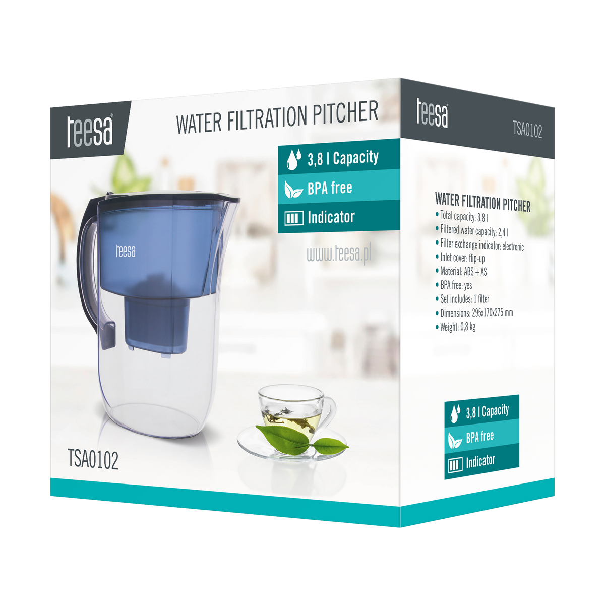 Teesa Jugs – 3.8-liter Blue Filter Pitcher – image 5