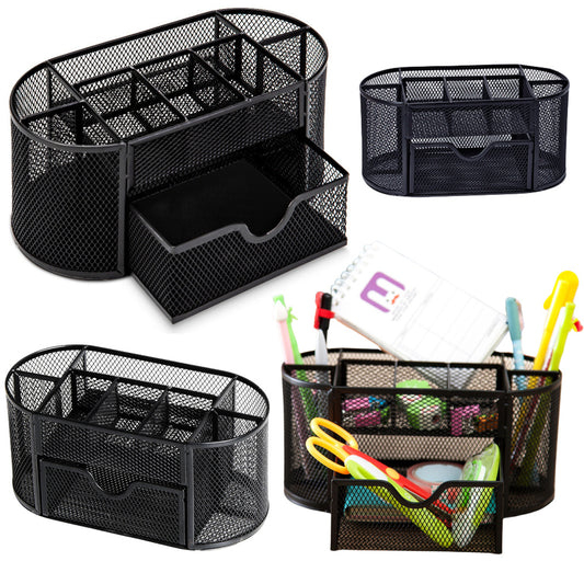 LEAN Organizers for supplies – Metal Office Supply Organizer with Drawer, Black