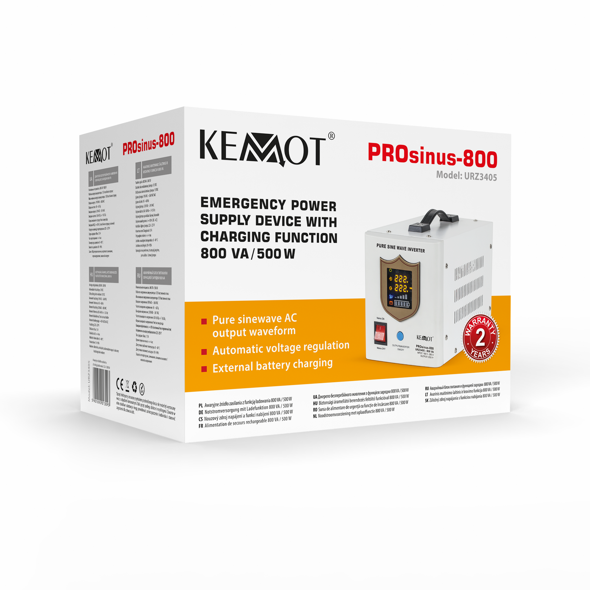 Kemot KEMOT PROsinus-800 Uninterruptible Power Supply (UPS) with a pure sine wave inverter and charging function 12V 230V 800VA/500W – image 4