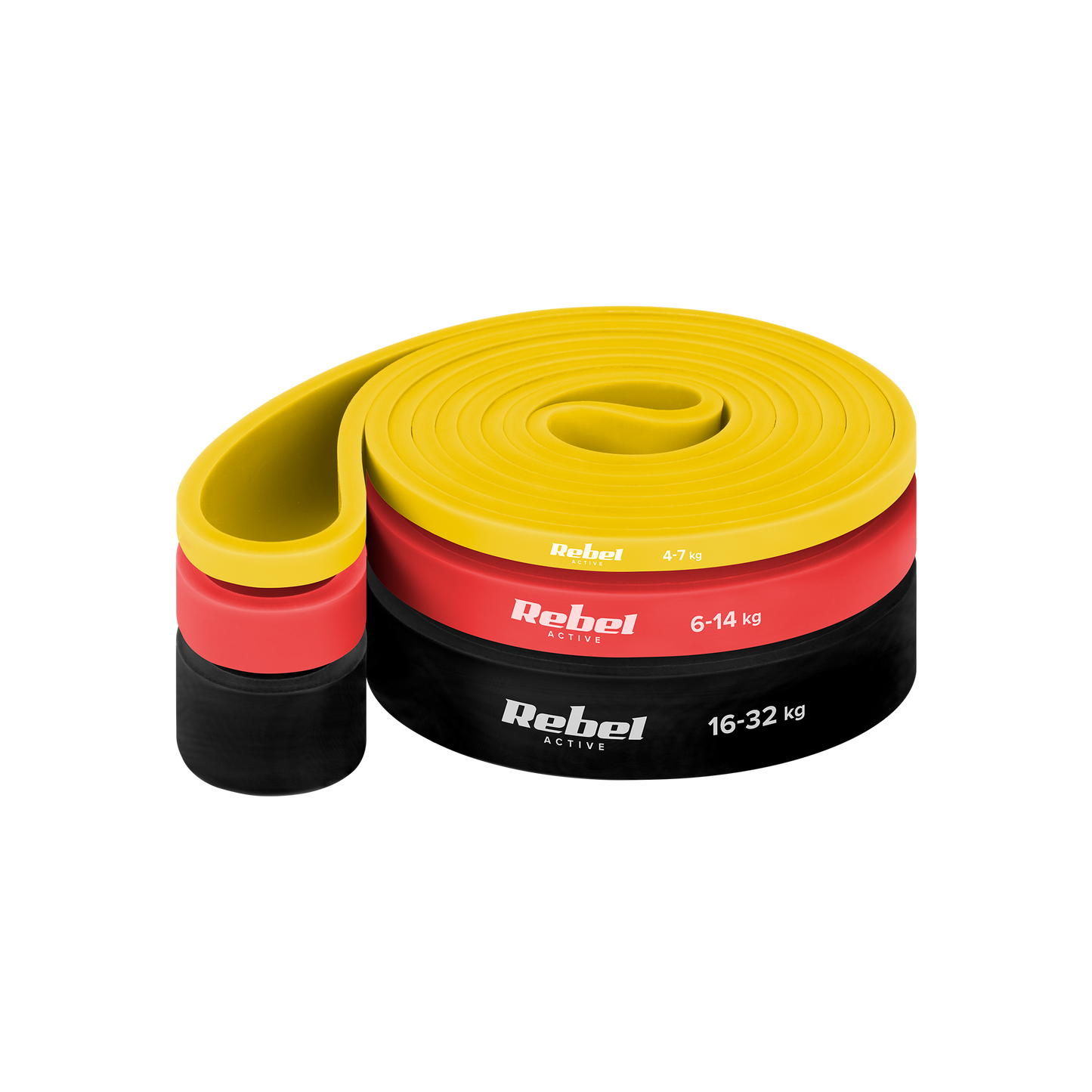 Rebel TPE Exercise Band Set - Power Band PT-S3, 4-32 kg, 3 TPE Bands, REBEL ACTIVE
