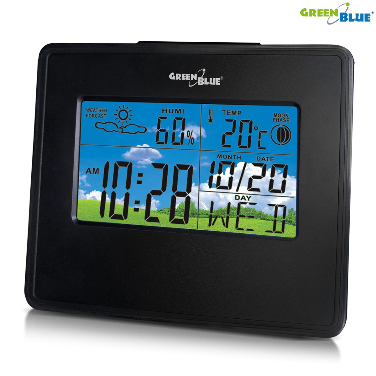 GreenBlue GreenBlue GB148B Black Weather Station, Clock, Calendar, and Moon Phase Display – image 5