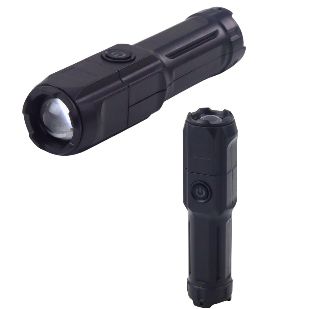 LEAN LED Flashlight with Zoom Control, 3 Lighting Modes, USB Charging, Black – image 2