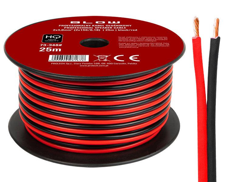Blow 73-348# Speaker wire, 2x4.00 mm, black and red, 25 m