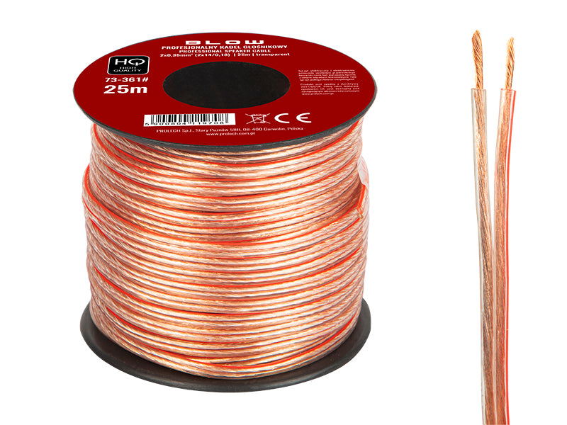 Blow Speaker Cables – 73-361# Speaker cable, 2x0.35 mm, transparent, 25 m