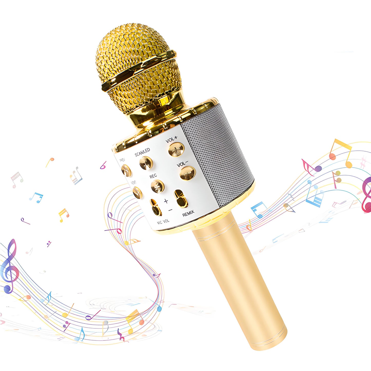 RTO Wireless Bluetooth Karaoke Microphone with Speaker, 2 złoty, model e114