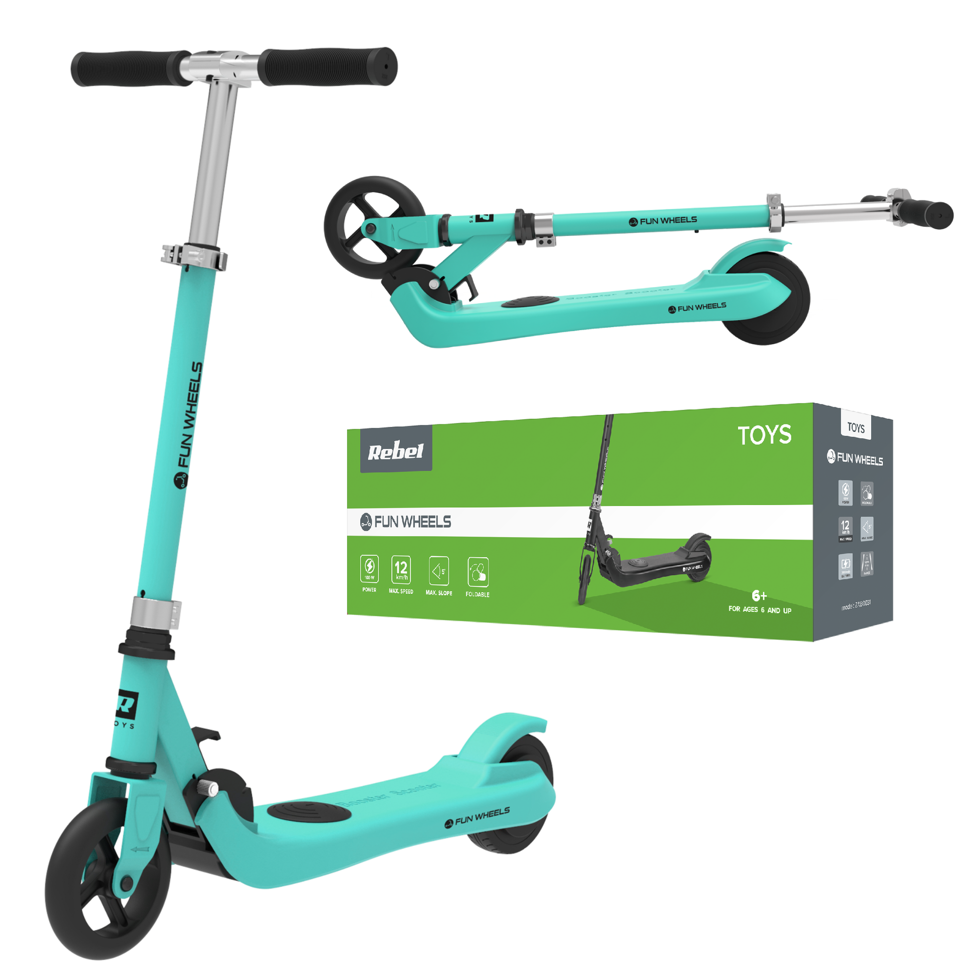 Rebel Scooters – FUN WHEELS BLUE electric scooter for children – image 5