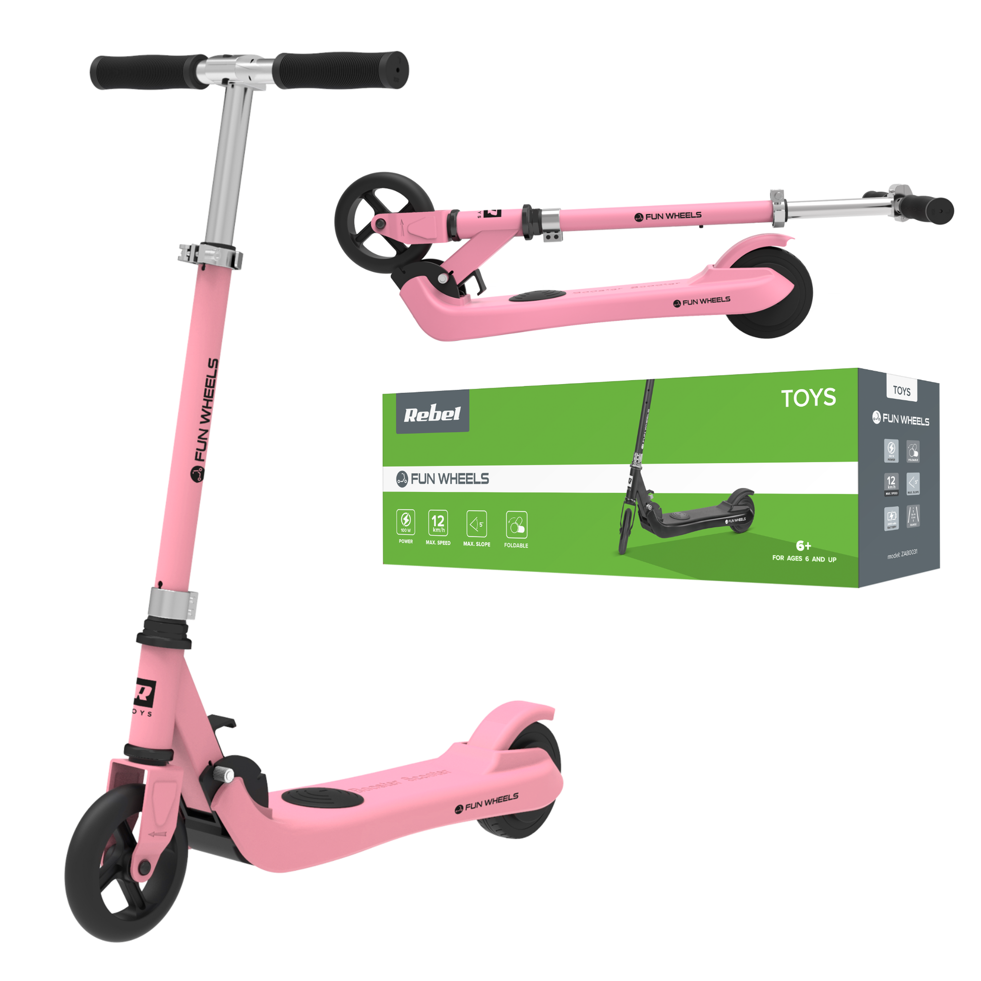 Rebel Scooters – FUN WHEELS PINK Electric Scooter for Kids – image 5