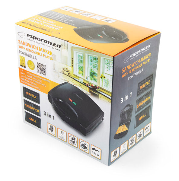 Esperanza Toasters and Toast Makers – EKT006K Portabella 3-in-1 Universal Toaster, Black – image 4