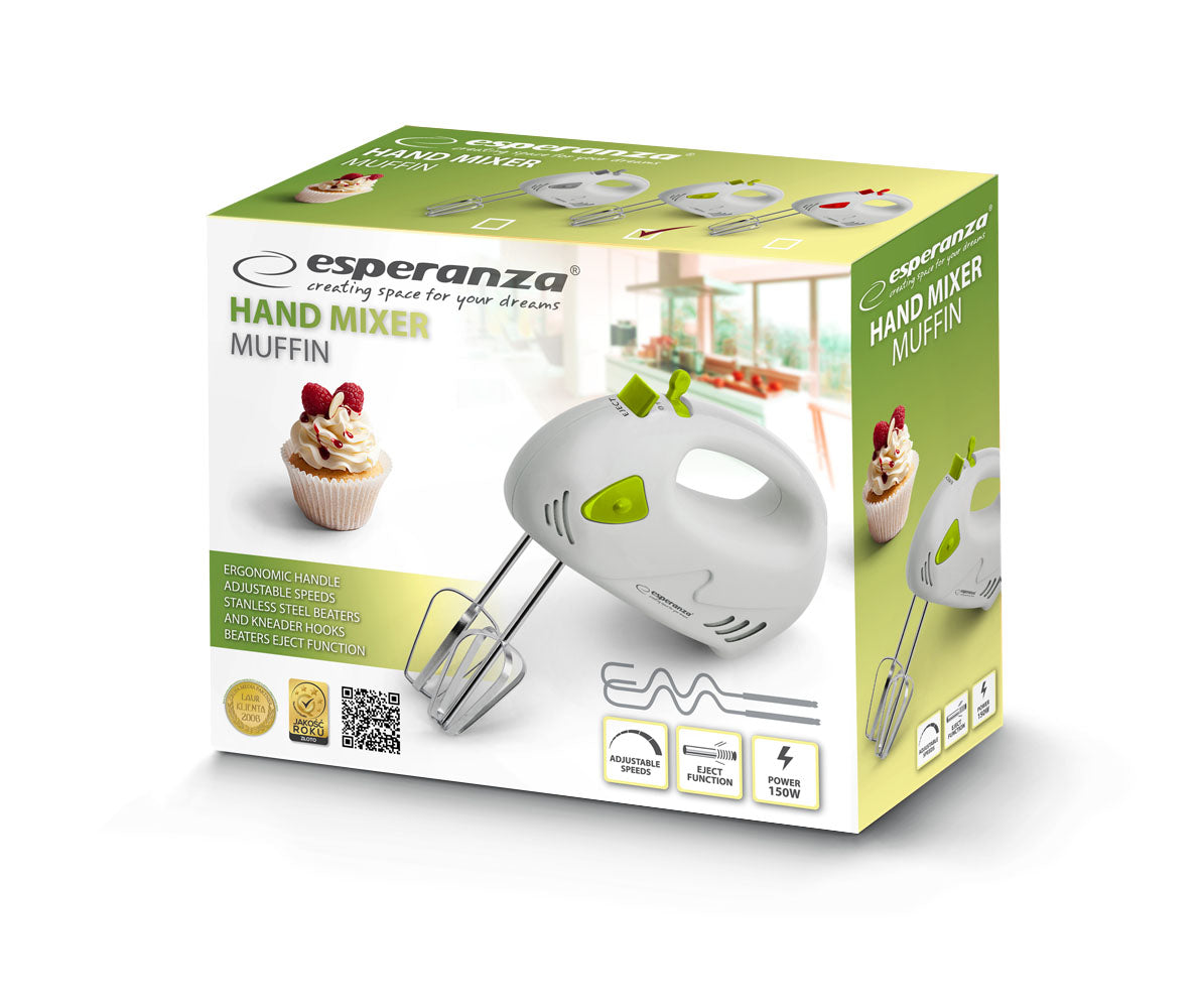 Esperanza Mixers and Blenders – EKM007G Esperanza Hand Mixer, Green, Muffin – image 2