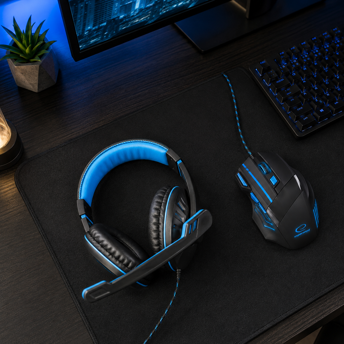 Esperanza Over-ear – EGH330B Esperanza Gaming Headset with Microphone, Crow Blue – image 5