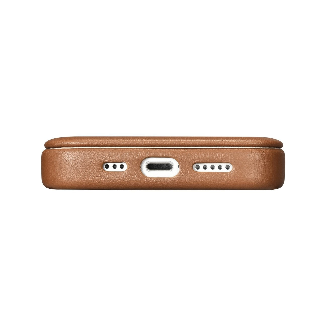 iPhone 14 Pro leather case with magnetic flap MagSafe CE Premium Leather light brown - Carlat