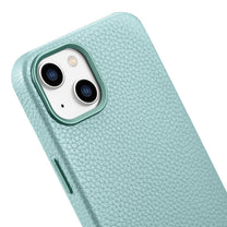 iPhone 14 magnetic leather case with MagSafe Litchi Premium Leather Case green - Carlat
