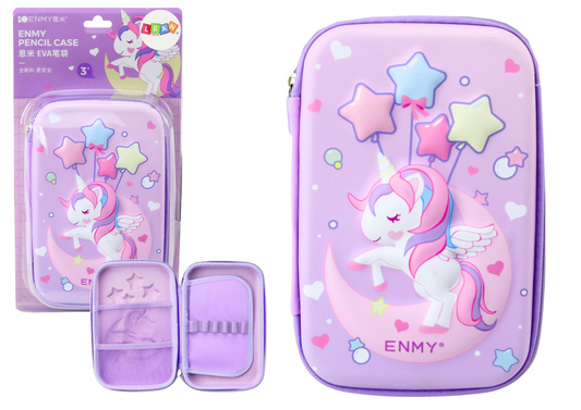 LEAN Pencil – Large 3D Unicorn Fold-Out Pencil Case, Purple, 23x15x5 cm