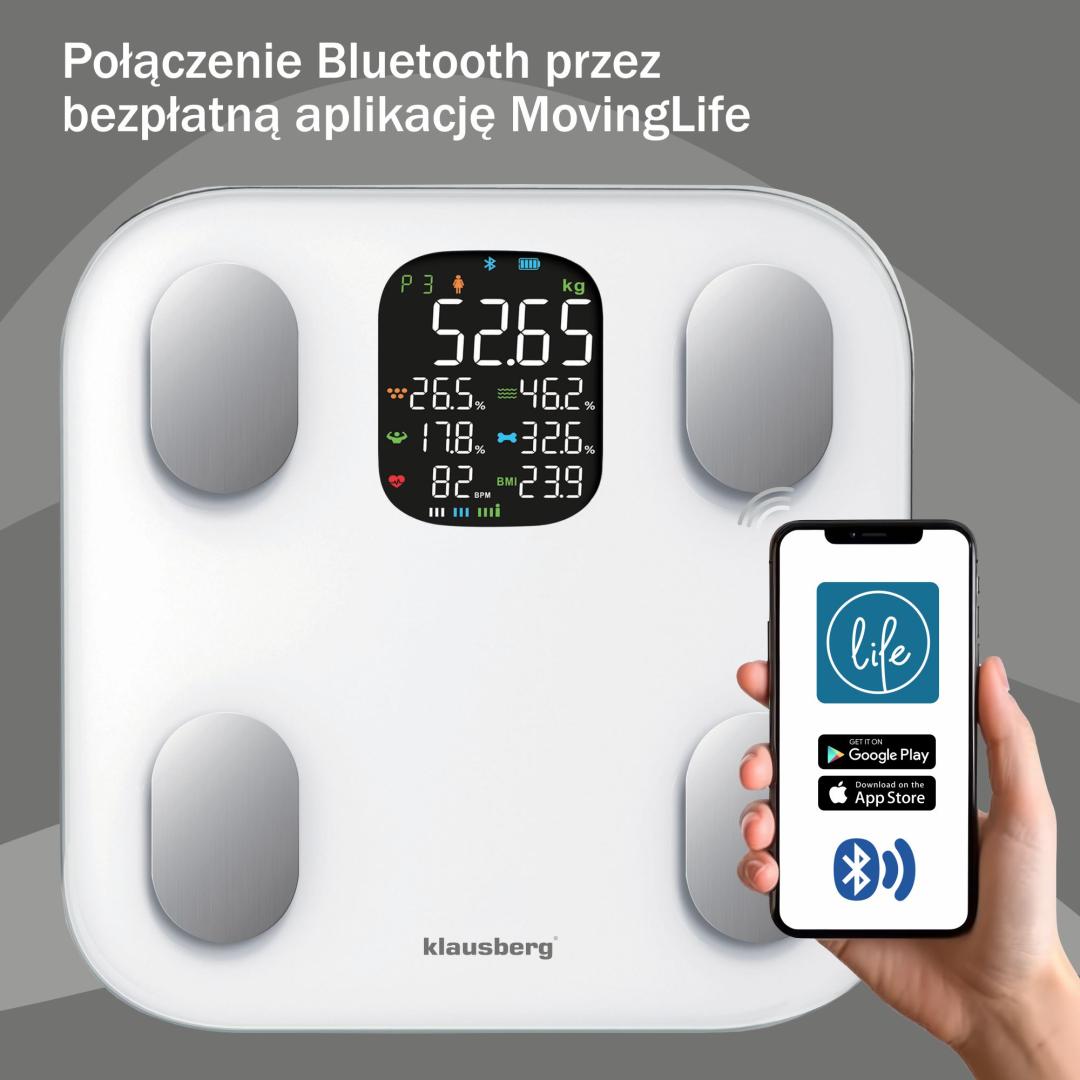 Klausberg Electronic bathroom scale with body composition analyzer, white, Klausberg, KB-7855 – image 5