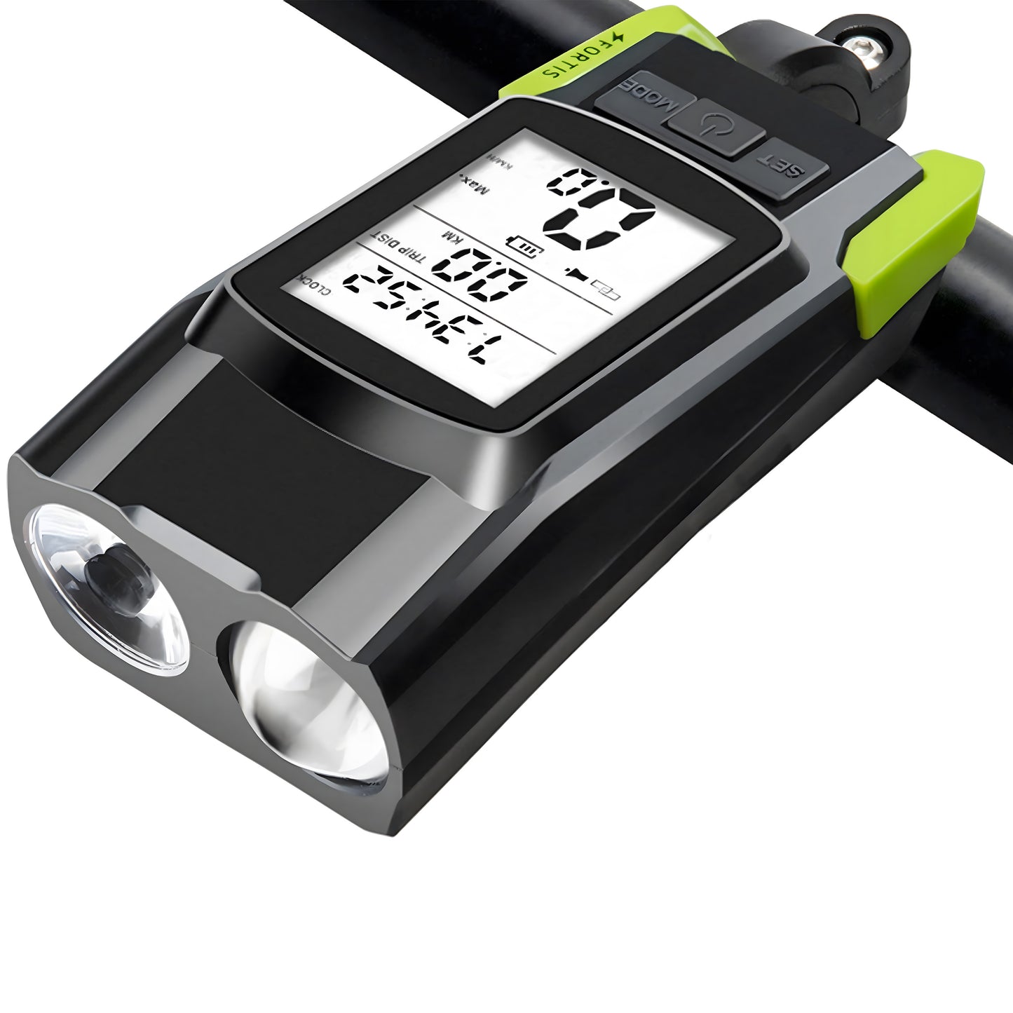 RTO Bicycle Flashlight: LED Fan Light + Odometer + Horn + LED Front and Rear Bell