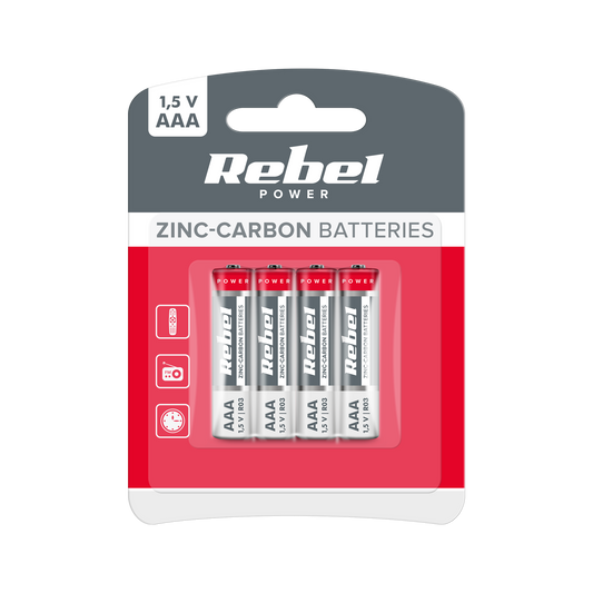 Rebel Alkaline, coin-cell, and – REBEL R03 Zinc-Carbon Batteries, 4 per pack