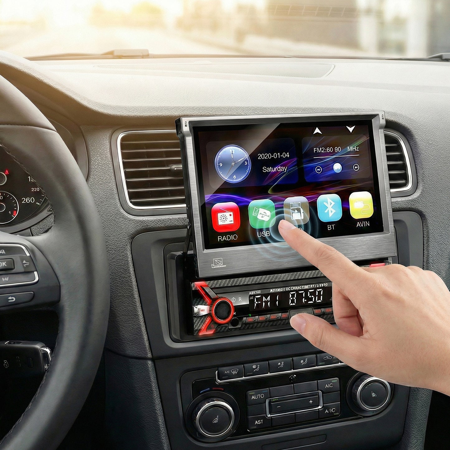 Audiocore Audiocore Car Stereo, 7" 1080P Sliding Touchscreen LCD Panel, MP5, AVI, DivX, Bluetooth, RDS, Remote Control Included, AC – image 9
