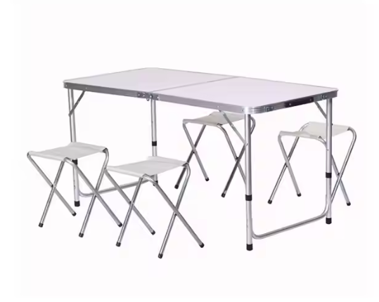 LEAN The – Travel Set: Folding Camping Table with 4 Chairs, Gray – image 2