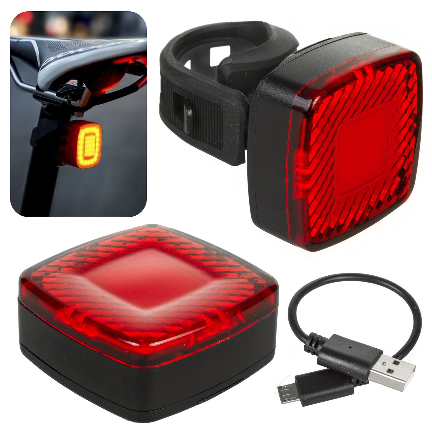 Maclean Maclean LED lamp, Bicycle rear lamp, Twilight sensor, USB AUTO STOP COB, Max.125lm, Acu 450mAh, MCE355 – image 7
