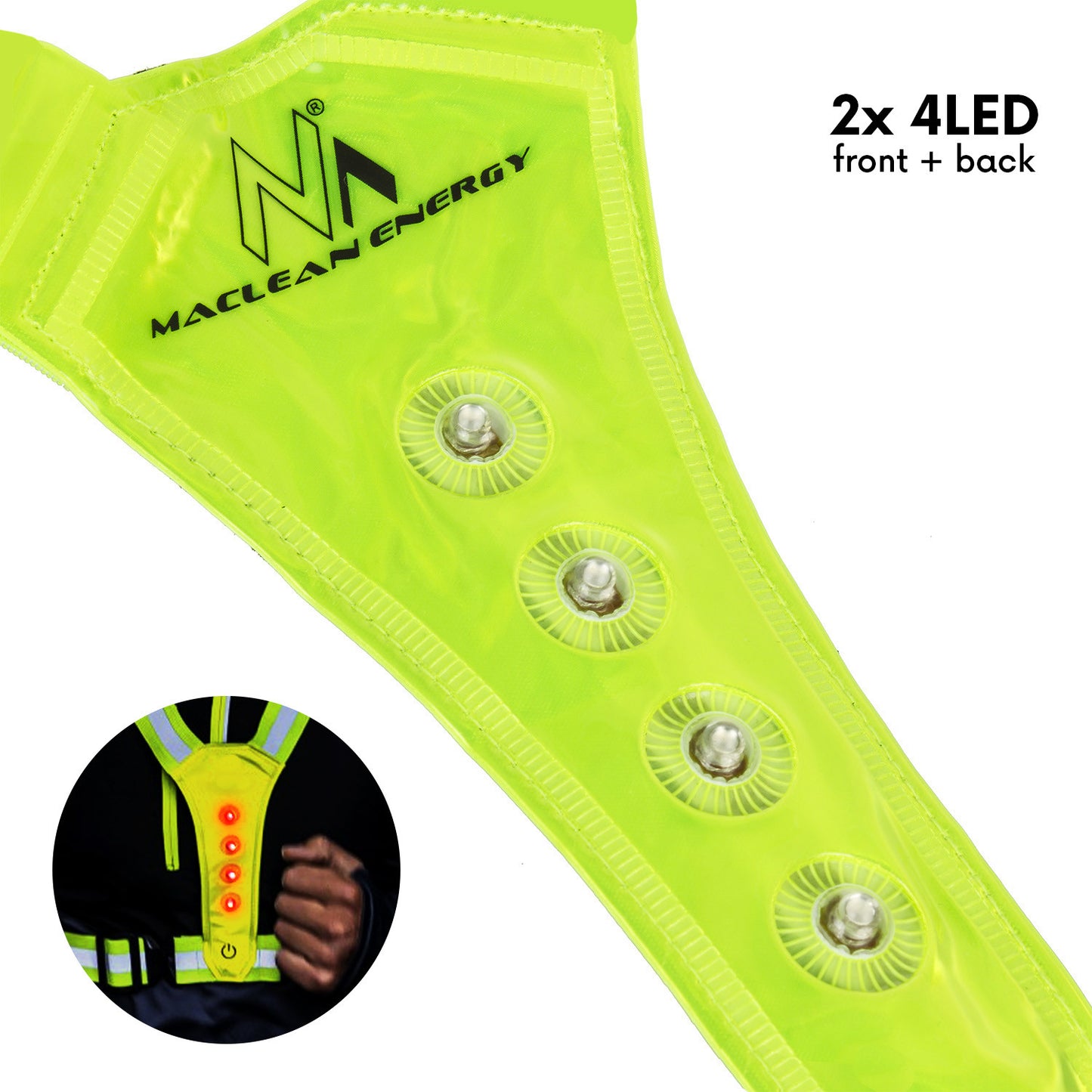 Maclean LED harness for runners and cyclists by Maclean, 2xCR2032 batteries, IPX2 water resistance, adjustable MCE425 – image 4