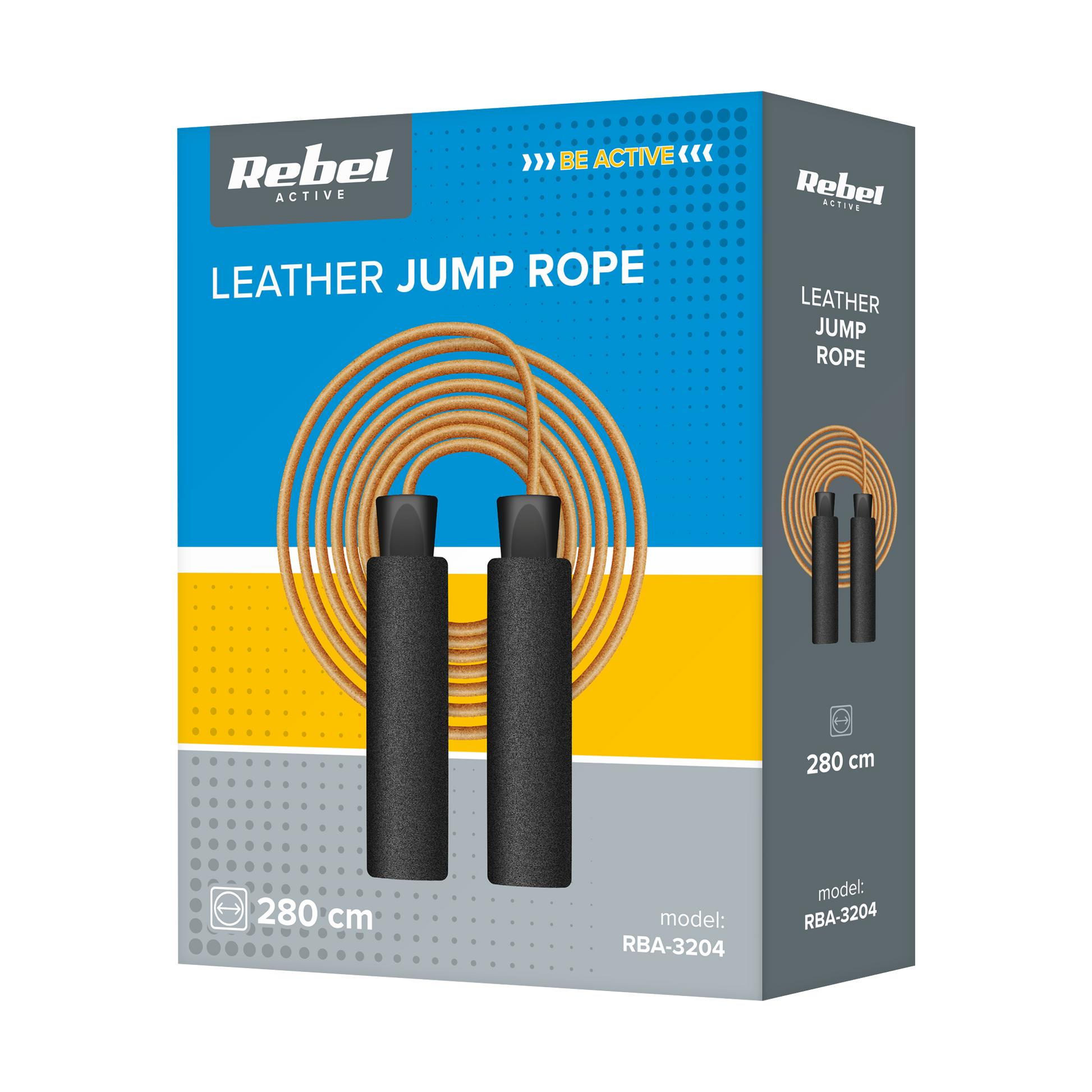 Rebel Leather boxing jump rope with foam handle and metal bearing, 280 cm, adjustable, REBEL ACTIVE – image 4