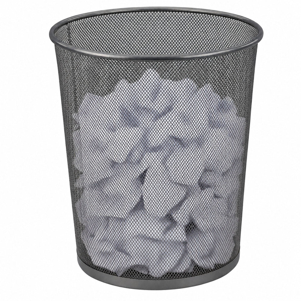 LEAN Office – Metal Office Trash Can, Round Mesh, Silver, 19 L – image 2