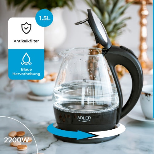 ADLER Electric kettles – AD 1224 1.5-liter glass kettle – image 25